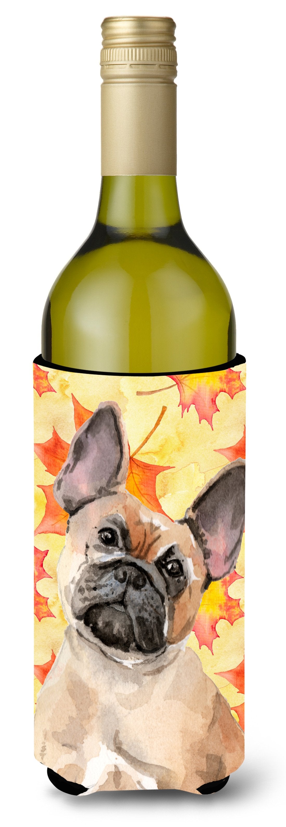 Fawn French Bulldog Fall Wine Bottle Beverge Insulator Hugger BB9522LITERK by Caroline&#39;s Treasures