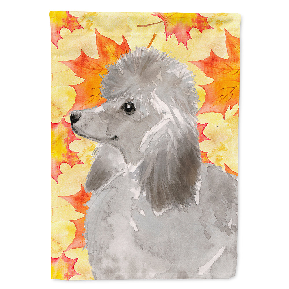 Grey Standard Poodle Fall Flag Canvas House Size BB9525CHF  the-store.com.