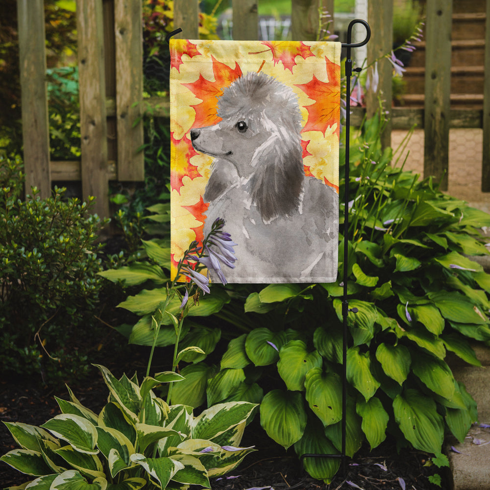 Grey Standard Poodle Fall Flag Garden Size BB9525GF