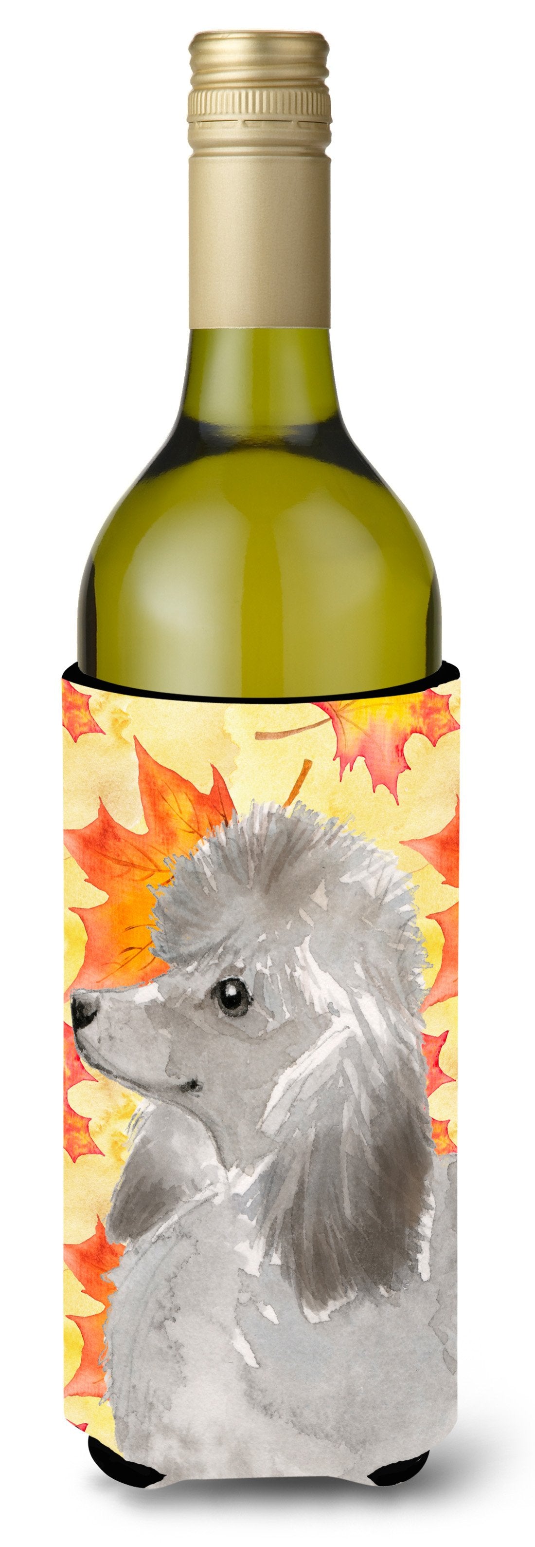 Grey Standard Poodle Fall Wine Bottle Beverge Insulator Hugger BB9525LITERK by Caroline&#39;s Treasures