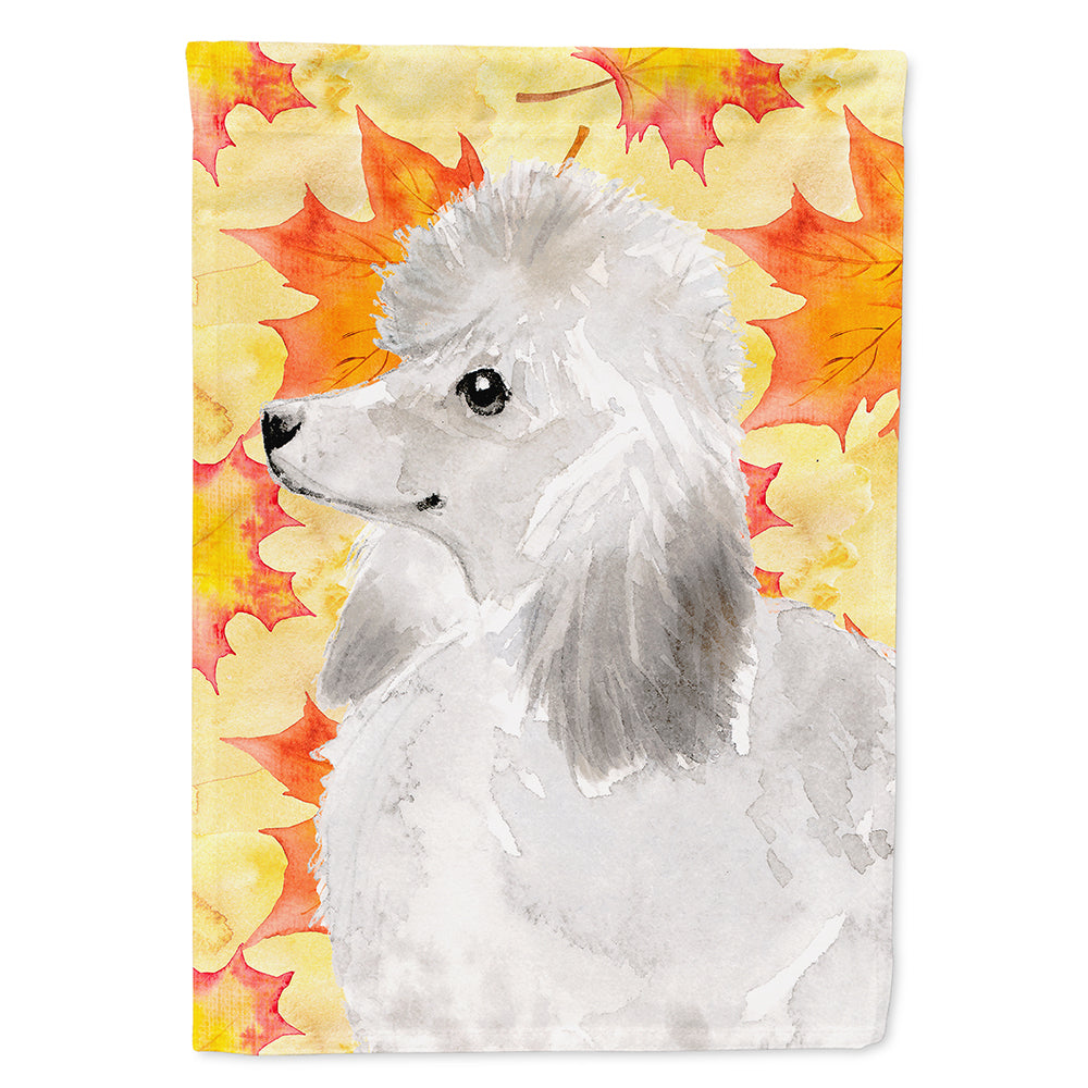 White Standard Poodle Fall Flag Canvas House Size BB9526CHF