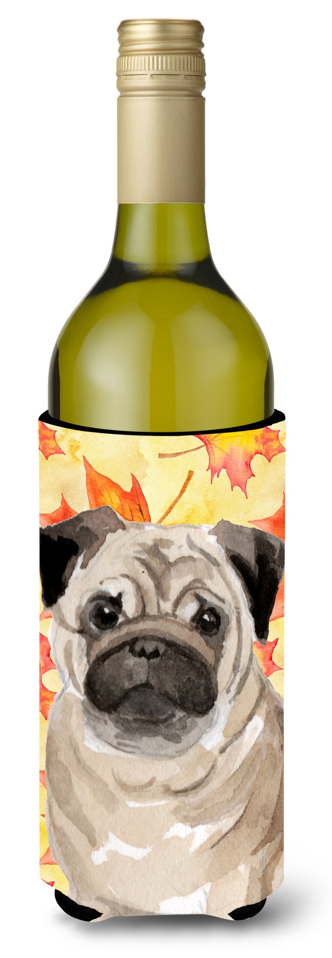 Fawn Pug Fall Wine Bottle Beverge Insulator Hugger BB9531LITERK by Caroline&#39;s Treasures