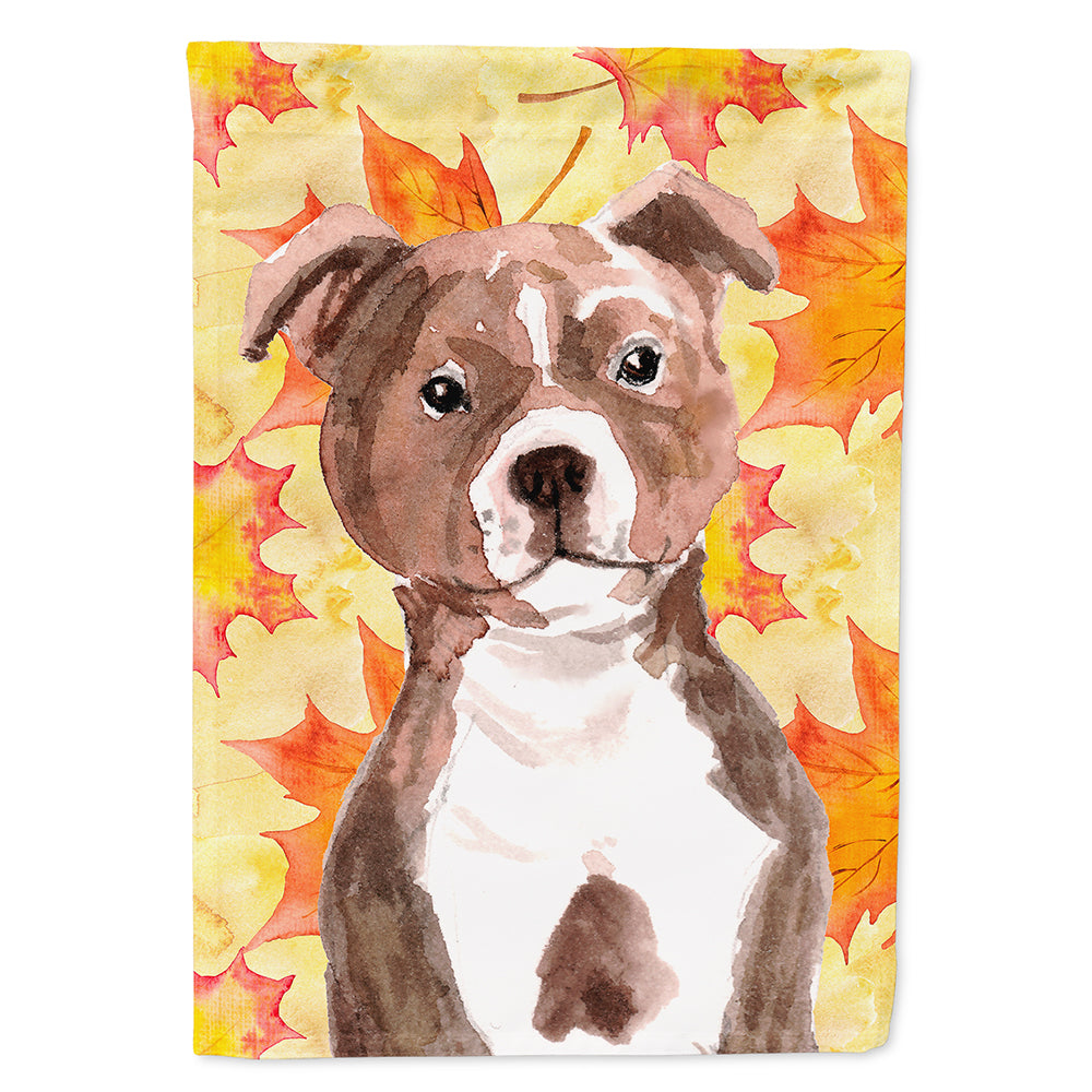 Red Staffie Bull Terrier Fall Flag Canvas House Size BB9532CHF  the-store.com.