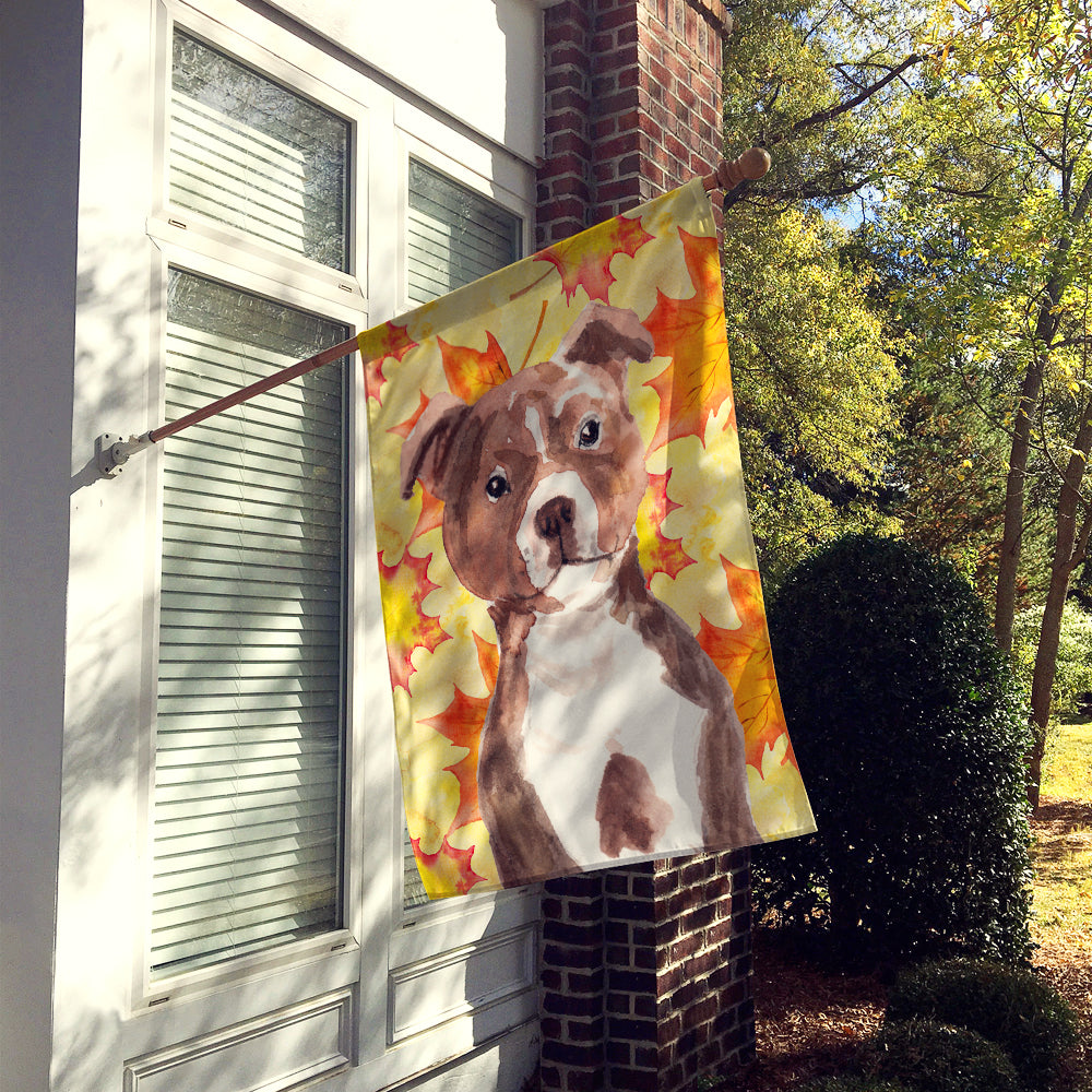 Red Staffie Bull Terrier Fall Flag Canvas House Size BB9532CHF  the-store.com.