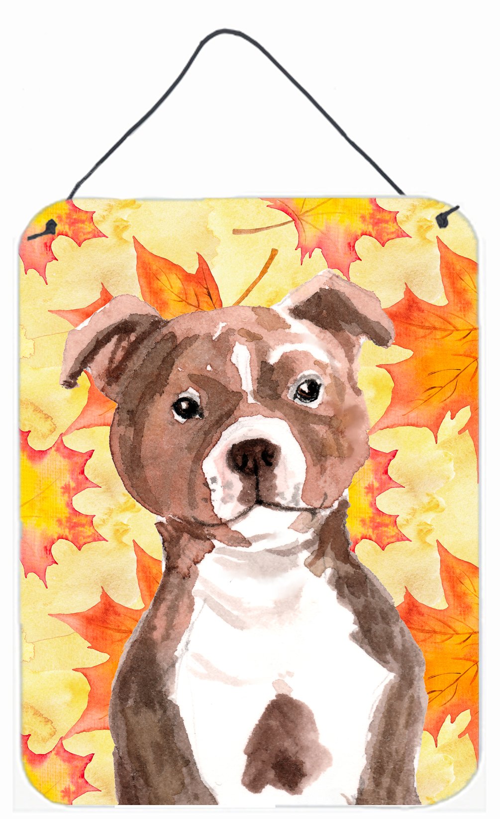Red Staffie Bull Terrier Fall Wall or Door Hanging Prints BB9532DS1216 by Caroline&#39;s Treasures