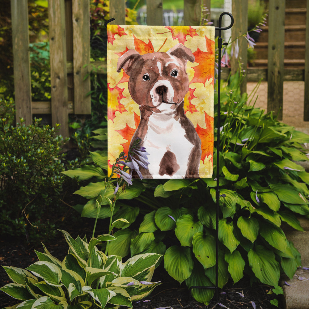 Red Staffie Bull Terrier Fall Flag Garden Size BB9532GF