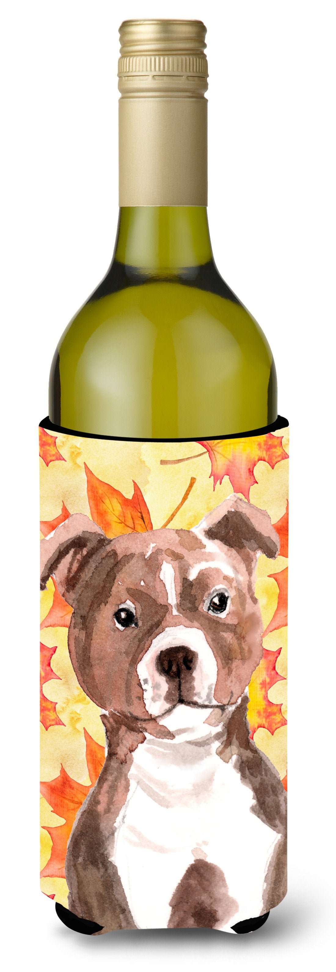 Red Staffie Bull Terrier Fall Wine Bottle Beverge Insulator Hugger BB9532LITERK by Caroline's Treasures