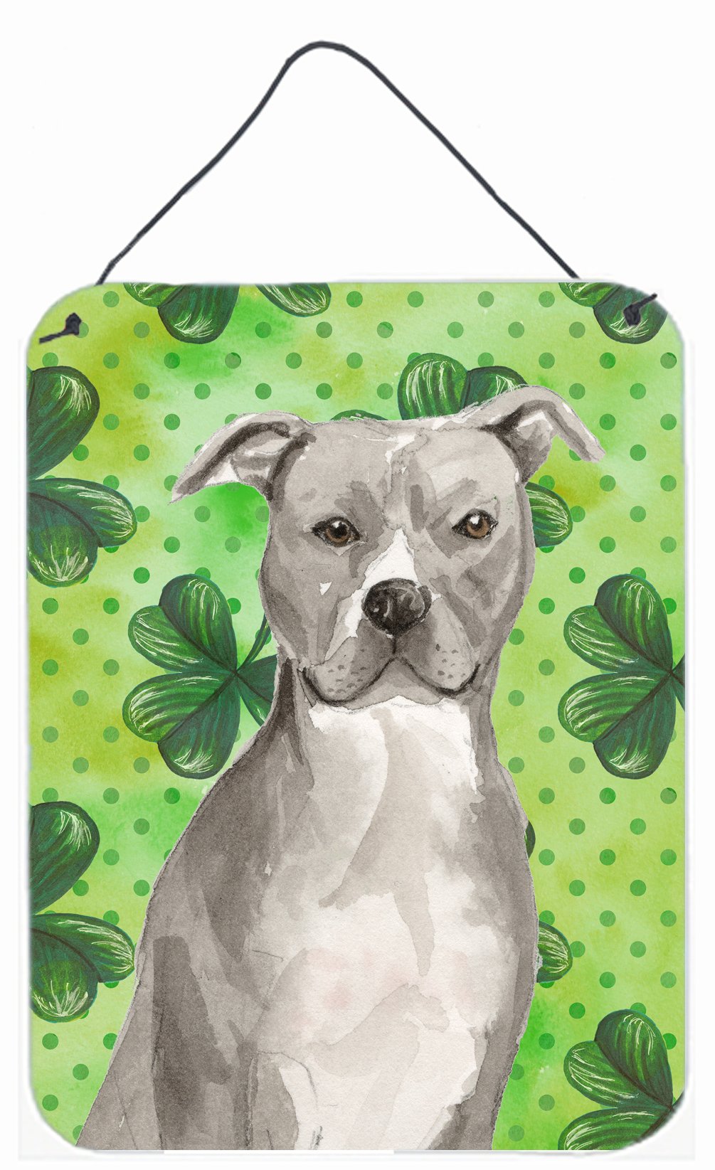 Staffordshire Bull Terrier St. Patrick&#39;s Wall or Door Hanging Prints BB9535DS1216 by Caroline&#39;s Treasures