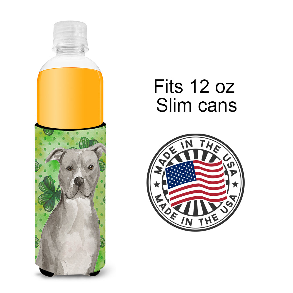 Staffordshire Bull Terrier St. Patrick's  Ultra Hugger for slim cans BB9535MUK  the-store.com.