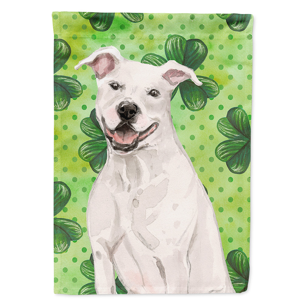 White Staffie Bull Terrier St. Patrick&#39;s Flag Canvas House Size BB9536CHF  the-store.com.