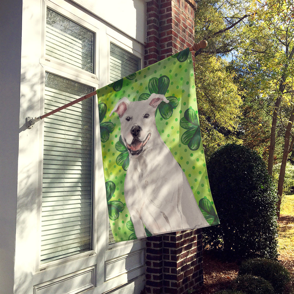 White Staffie Bull Terrier St. Patrick's Flag Canvas House Size BB9536CHF