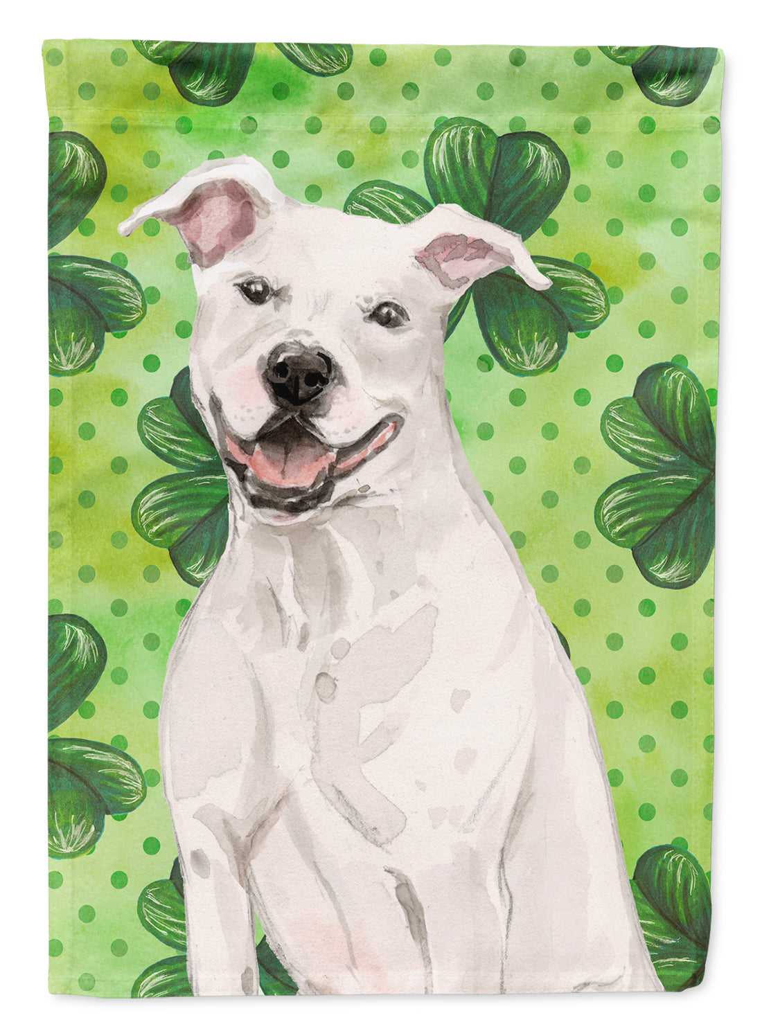 White Staffie Bull Terrier St. Patrick&#39;s Flag Garden Size BB9536GF  the-store.com.