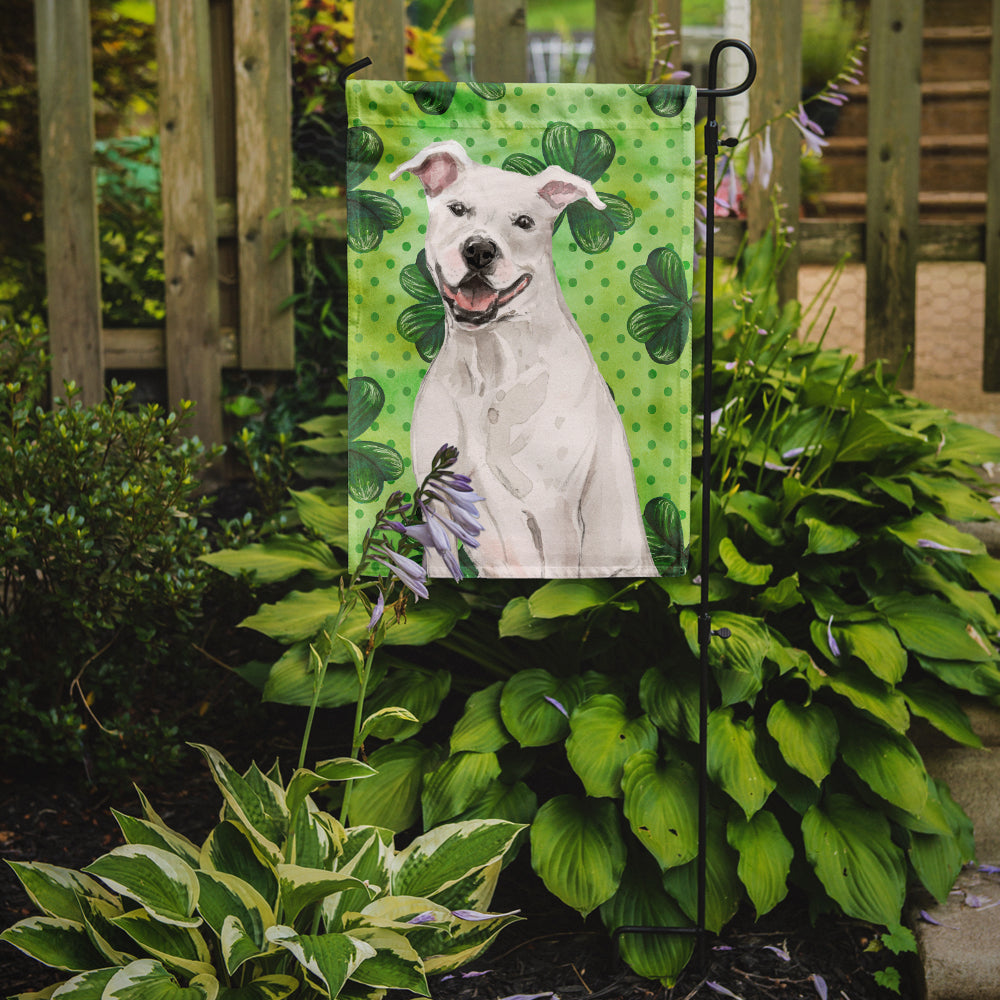 White Staffie Bull Terrier St. Patrick's Flag Garden Size BB9536GF  the-store.com.