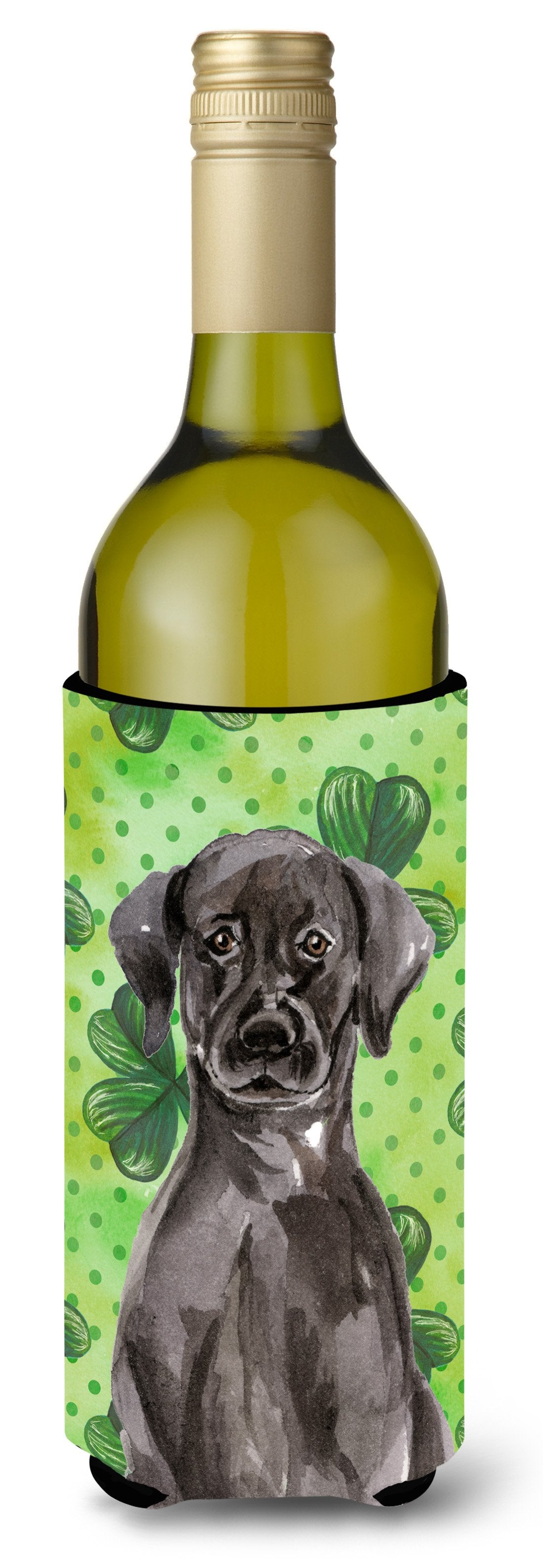 Black Labrador St. Patrick&#39;s Wine Bottle Beverge Insulator Hugger BB9538LITERK by Caroline&#39;s Treasures
