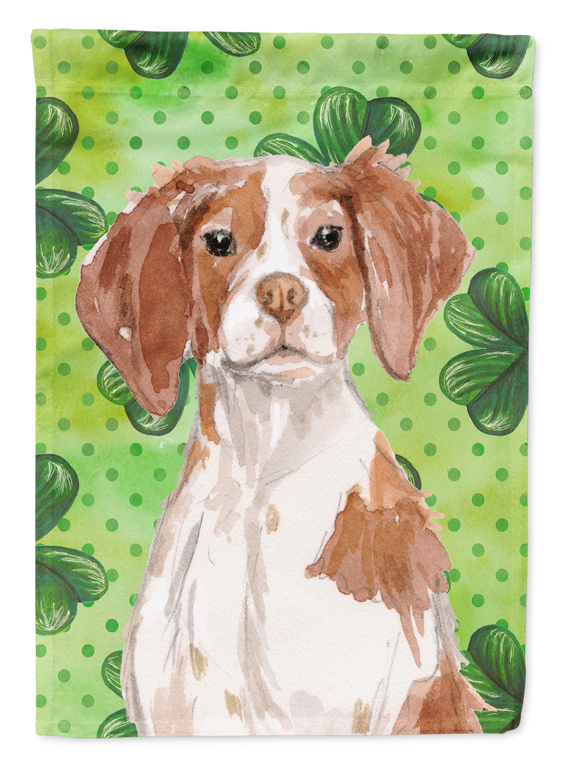 Brittany Spaniel St. Patrick&#39;s Flag Canvas House Size BB9539CHF  the-store.com.