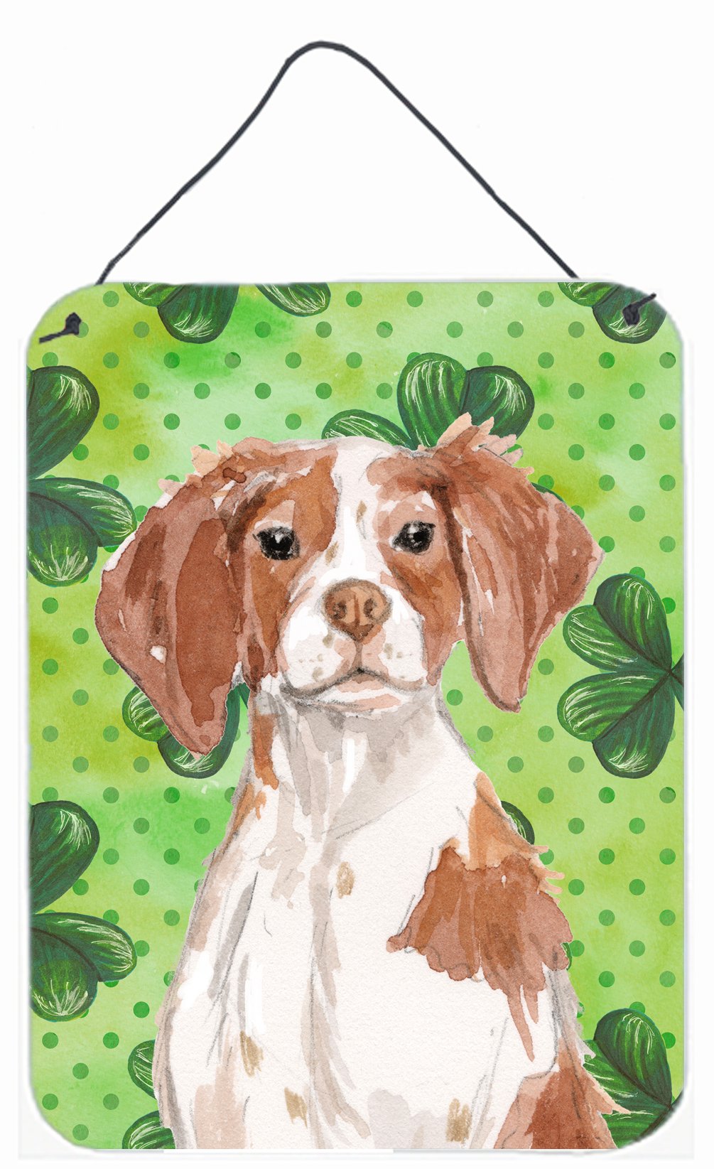 Brittany Spaniel St. Patrick&#39;s Wall or Door Hanging Prints BB9539DS1216 by Caroline&#39;s Treasures