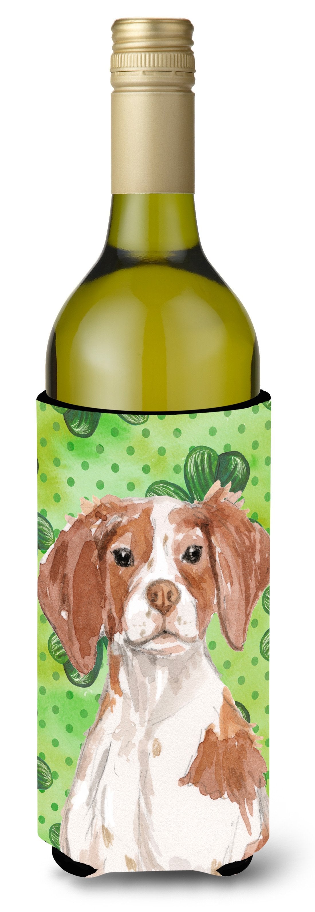 Brittany Spaniel St. Patrick&#39;s Wine Bottle Beverge Insulator Hugger BB9539LITERK by Caroline&#39;s Treasures