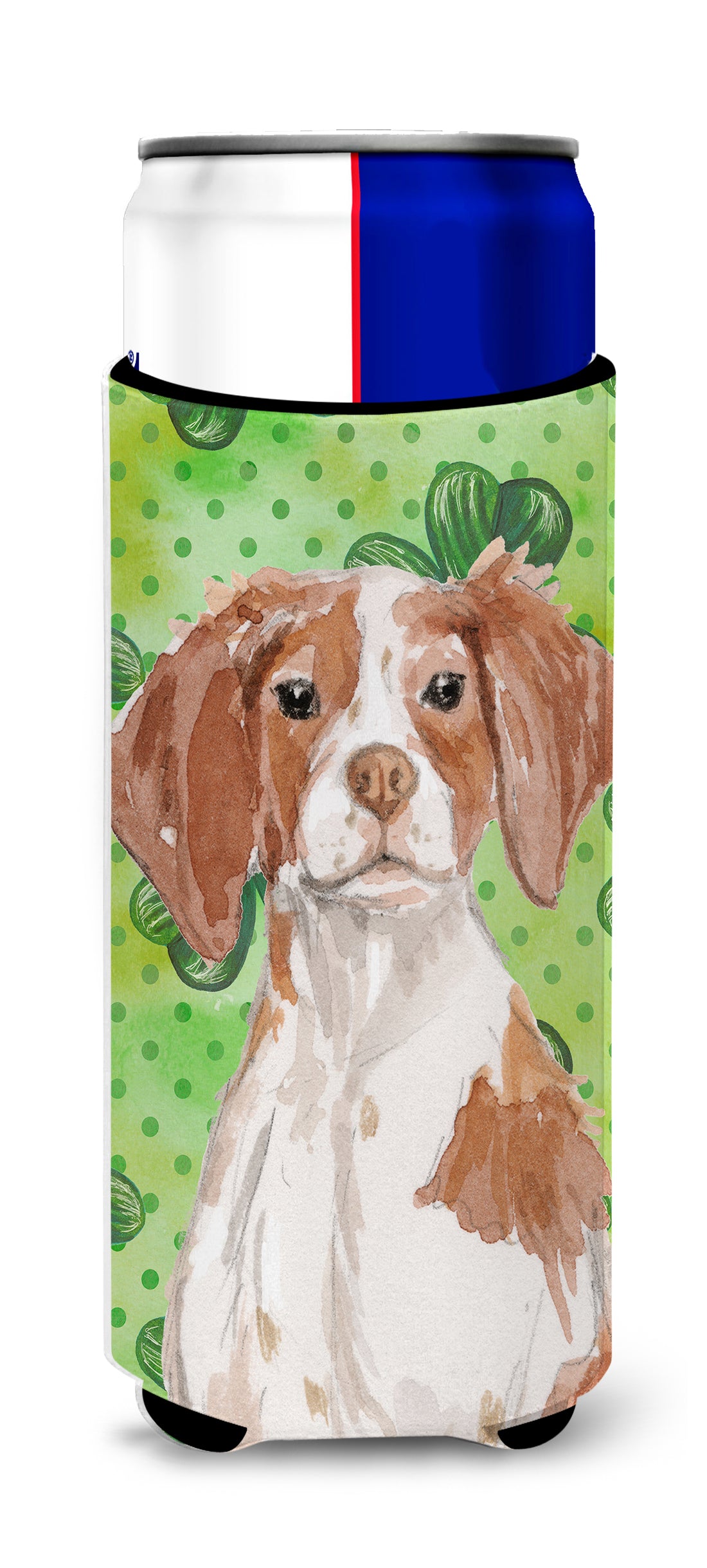 Brittany Spaniel St. Patrick&#39;s  Ultra Hugger for slim cans BB9539MUK  the-store.com.