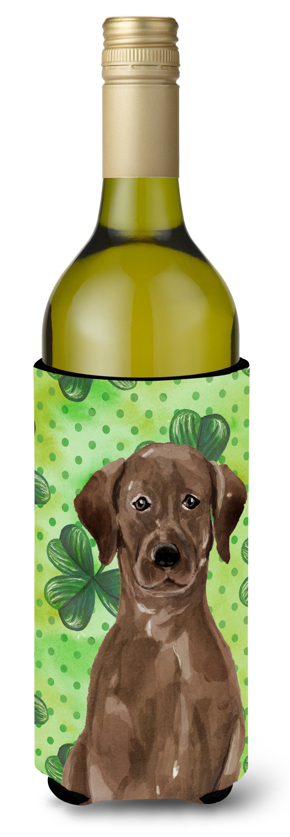 Chocolate Labrador St. Patrick&#39;s Wine Bottle Beverge Insulator Hugger BB9540LITERK by Caroline&#39;s Treasures