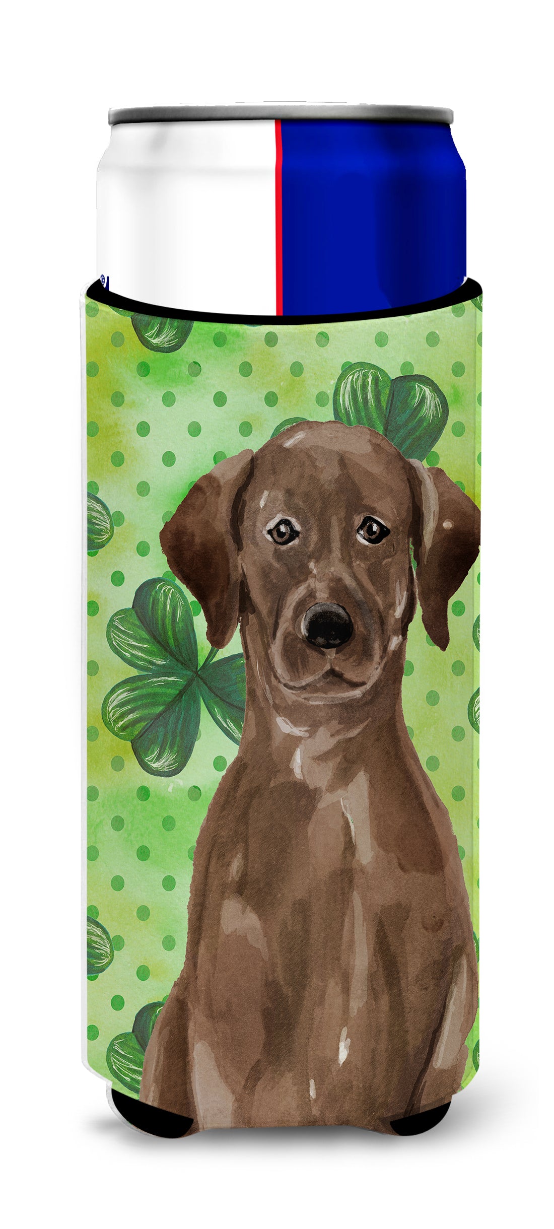Chocolate Labrador St. Patrick&#39;s  Ultra Hugger for slim cans BB9540MUK  the-store.com.