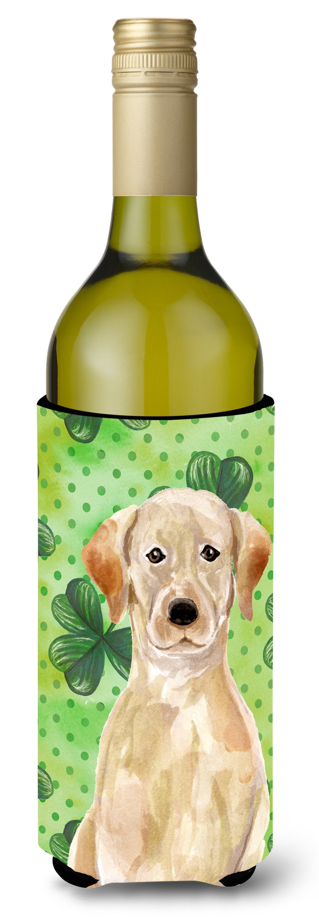 Yellow Labrador St. Patrick&#39;s Wine Bottle Beverge Insulator Hugger BB9541LITERK by Caroline&#39;s Treasures