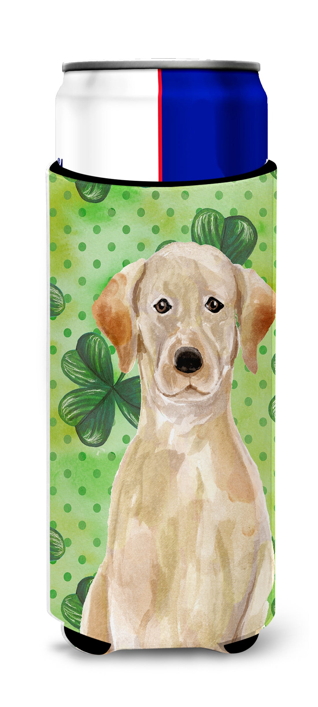 Yellow Labrador St. Patrick&#39;s  Ultra Hugger for slim cans BB9541MUK  the-store.com.