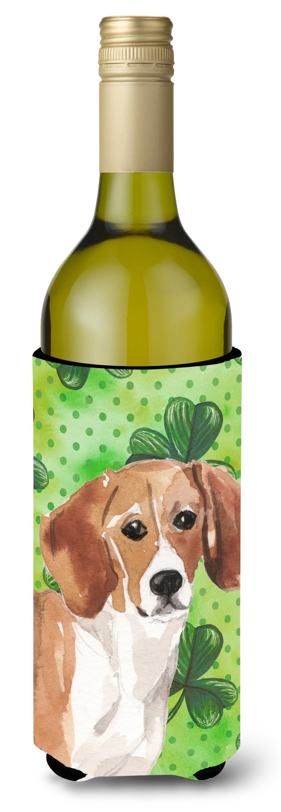 Beagle St. Patrick&#39;s Wine Bottle Beverge Insulator Hugger BB9544LITERK by Caroline&#39;s Treasures