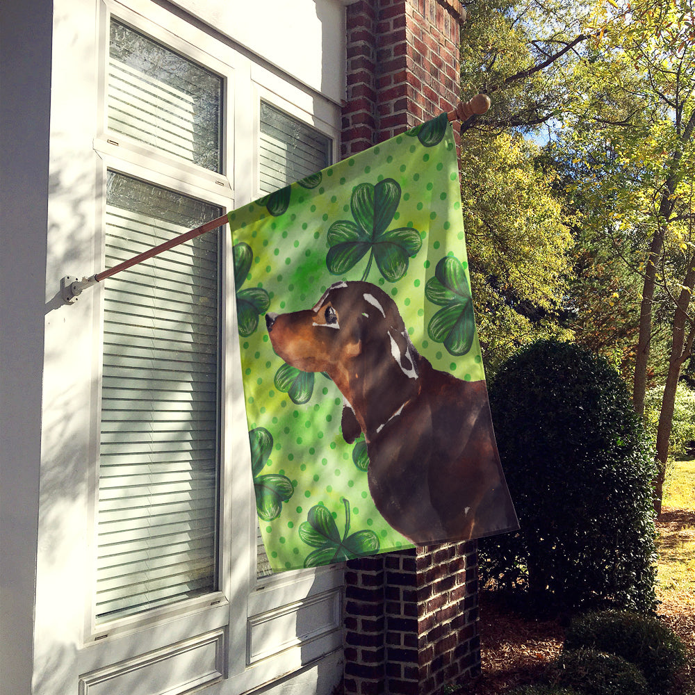 Caroline's Treasures Black and Tan Dachshund St. Patrick's Flag Canvas House Size BB9545CHF