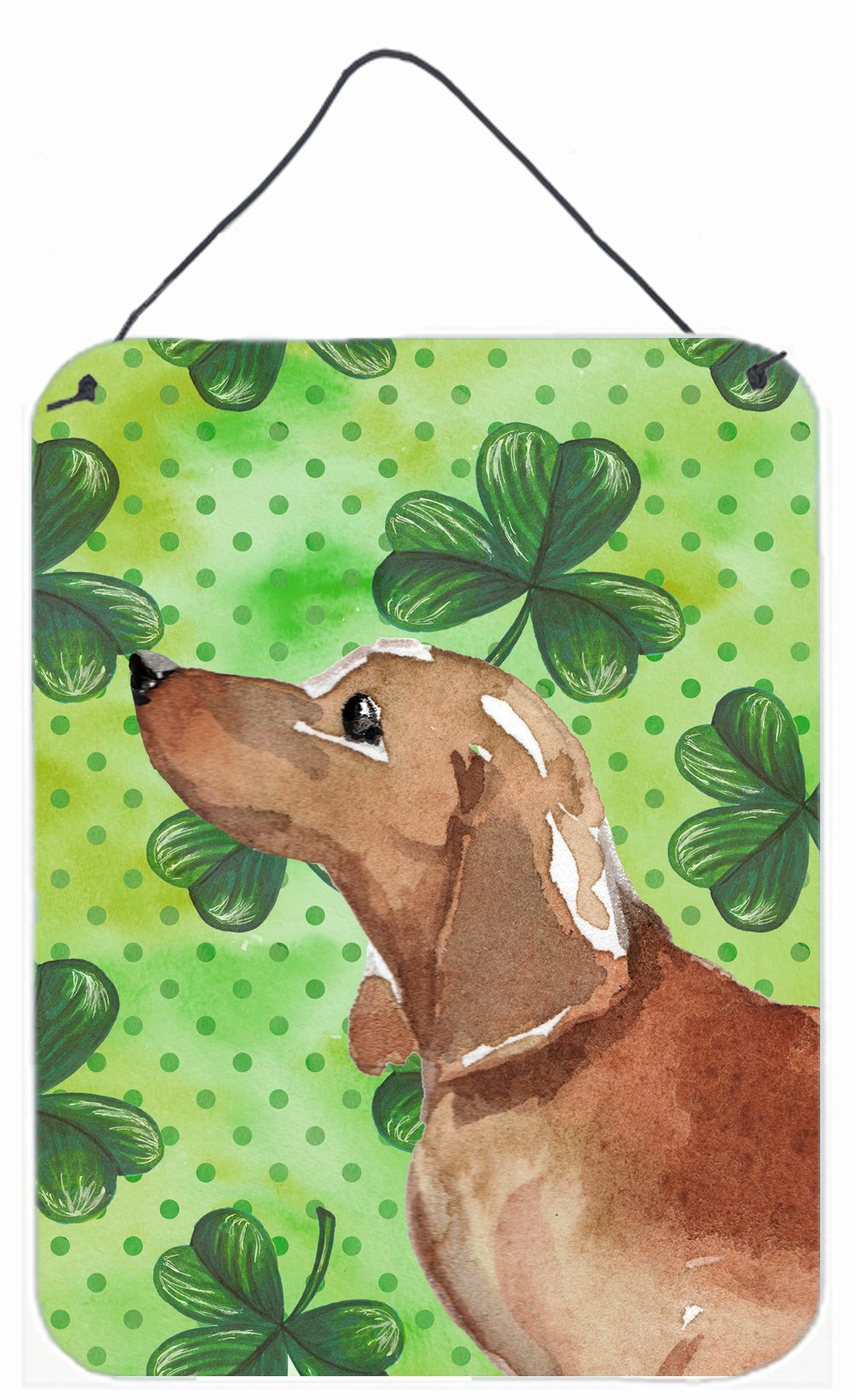 Red Tan Dachshund St. Patrick's Wall or Door Hanging Prints BB9546DS1216 by Caroline's Treasures