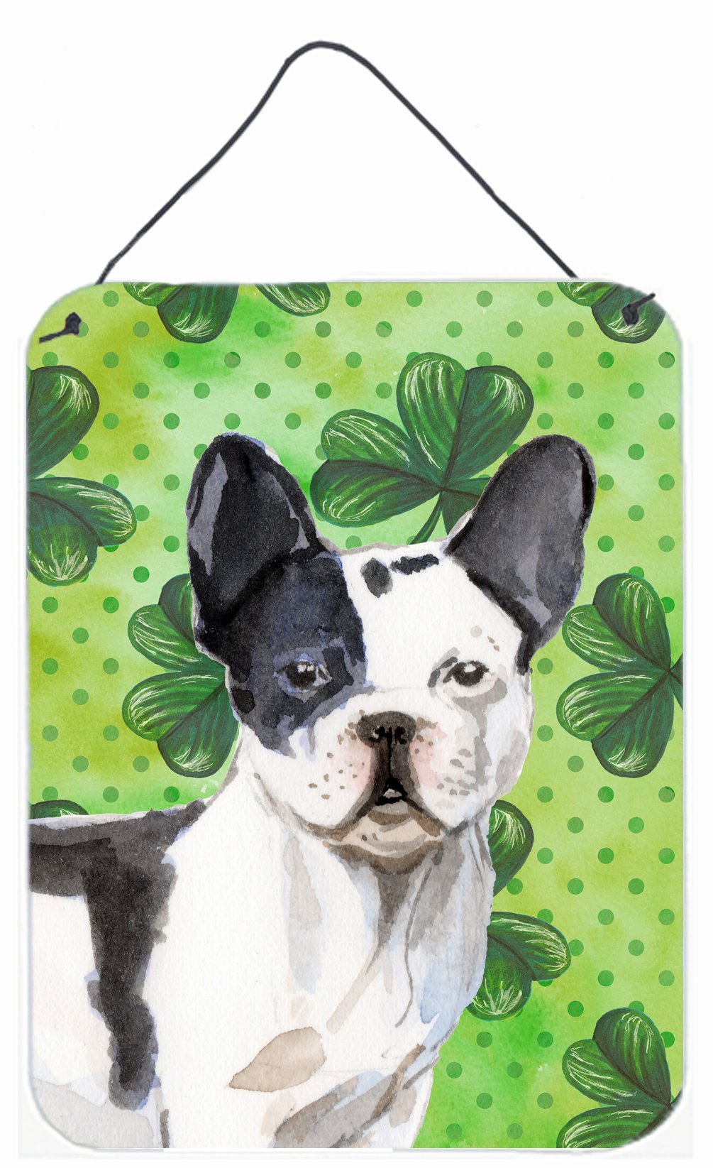Black White French Bulldog St. Patrick&#39;s Wall or Door Hanging Prints BB9547DS1216 by Caroline&#39;s Treasures
