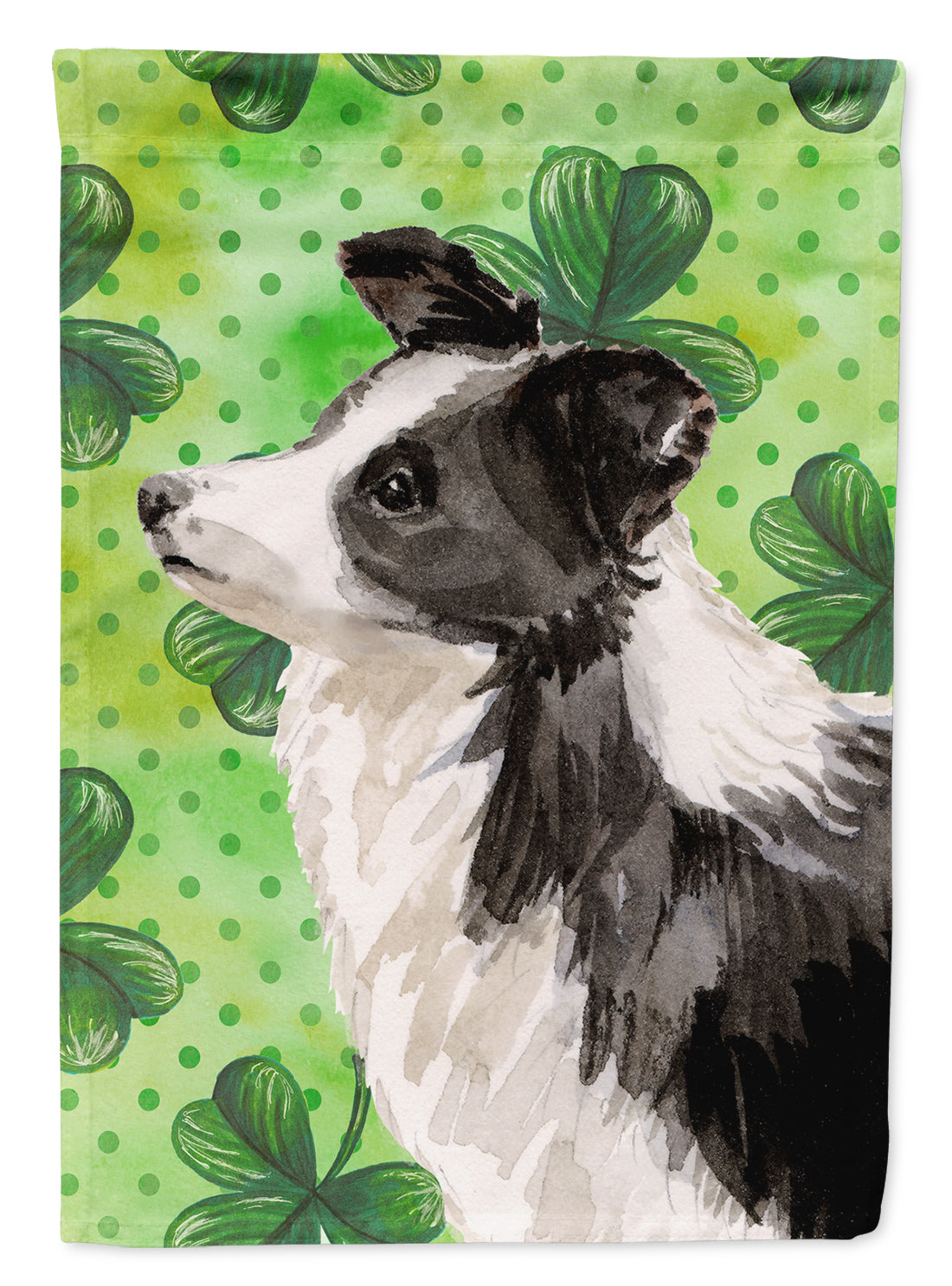 Border Collie St. Patrick&#39;s Flag Canvas House Size BB9548CHF  the-store.com.