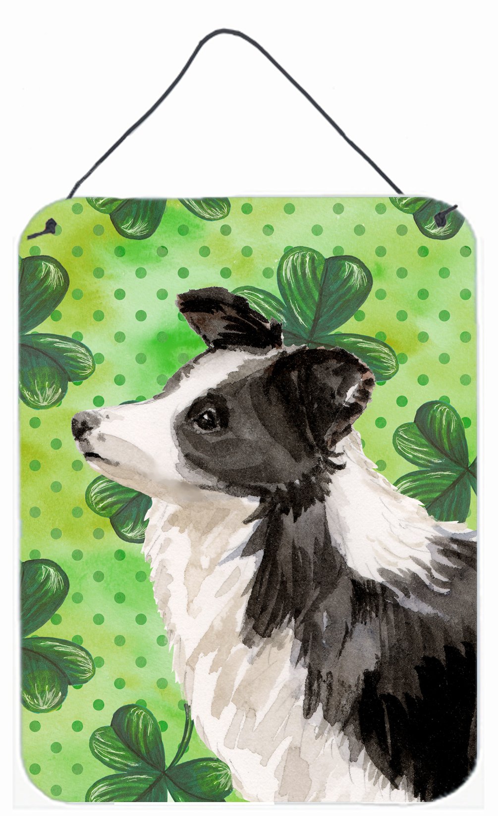 Border Collie St. Patrick&#39;s Wall or Door Hanging Prints BB9548DS1216 by Caroline&#39;s Treasures