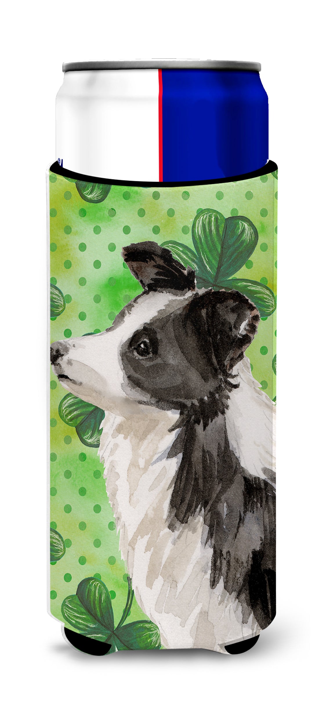 Border Collie St. Patrick&#39;s  Ultra Hugger for slim cans BB9548MUK  the-store.com.