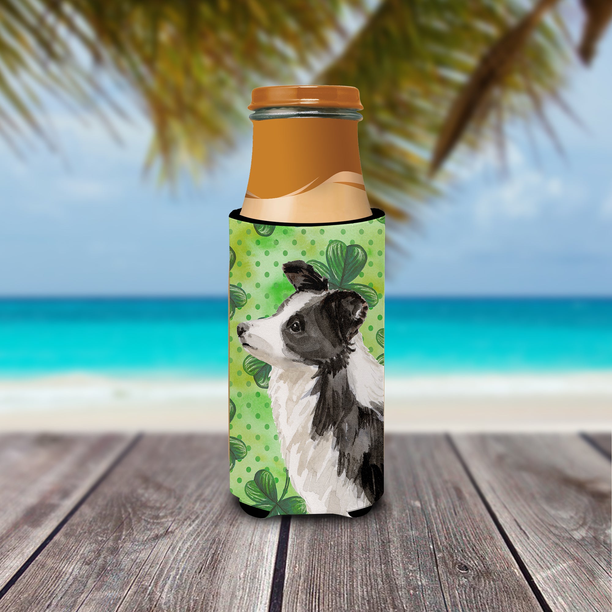Border Collie St. Patrick's  Ultra Hugger for slim cans BB9548MUK  the-store.com.