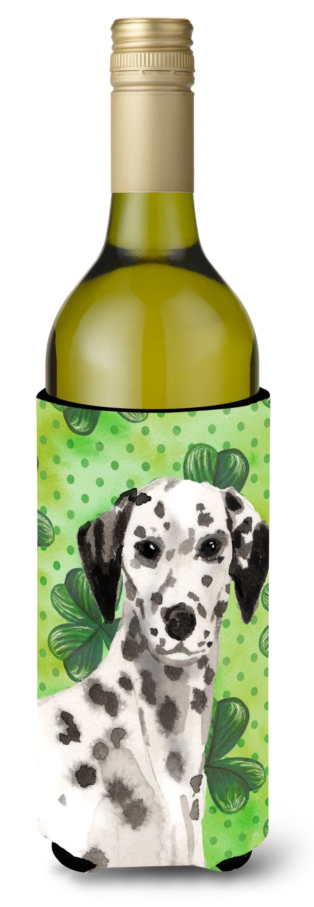 Dalmatian St. Patrick&#39;s Wine Bottle Beverge Insulator Hugger BB9555LITERK by Caroline&#39;s Treasures