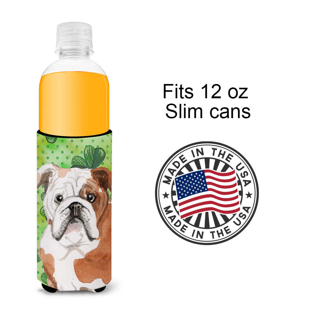 English Bulldog St. Patrick's  Ultra Hugger for slim cans BB9556MUK  the-store.com.