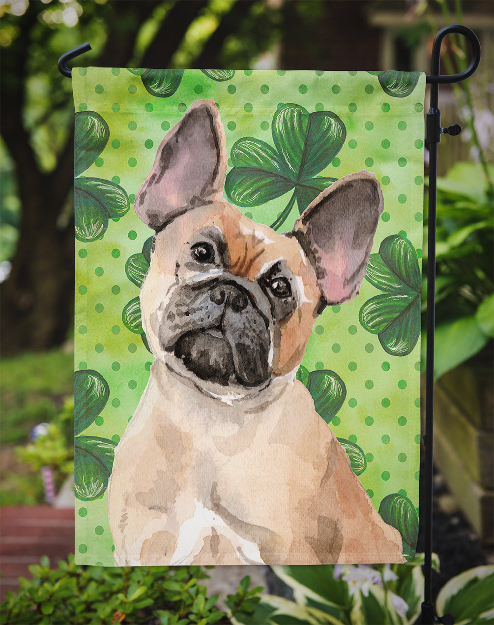 Fawn French Bulldog St. Patrick's Flag Garden Size BB9557GF  the-store.com.