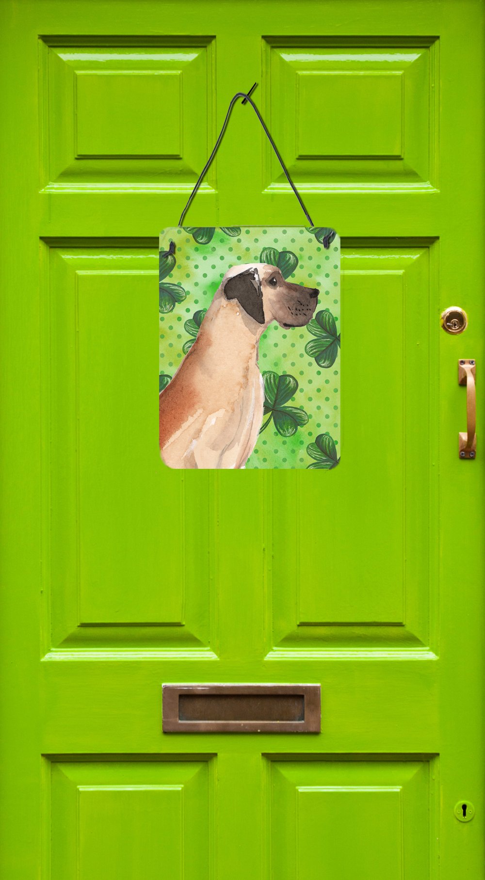 Fawn Natural Great Dane St. Patrick's Wall or Door Hanging Prints BB9559DS1216 by Caroline's Treasures