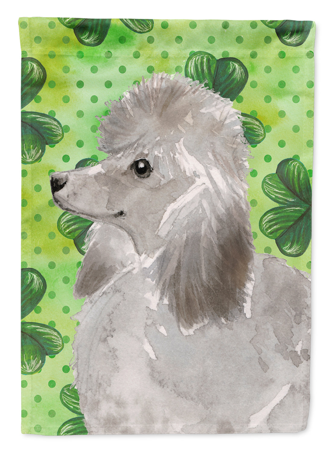 Grey Standard Poodle St. Patrick&#39;s Flag Canvas House Size BB9560CHF