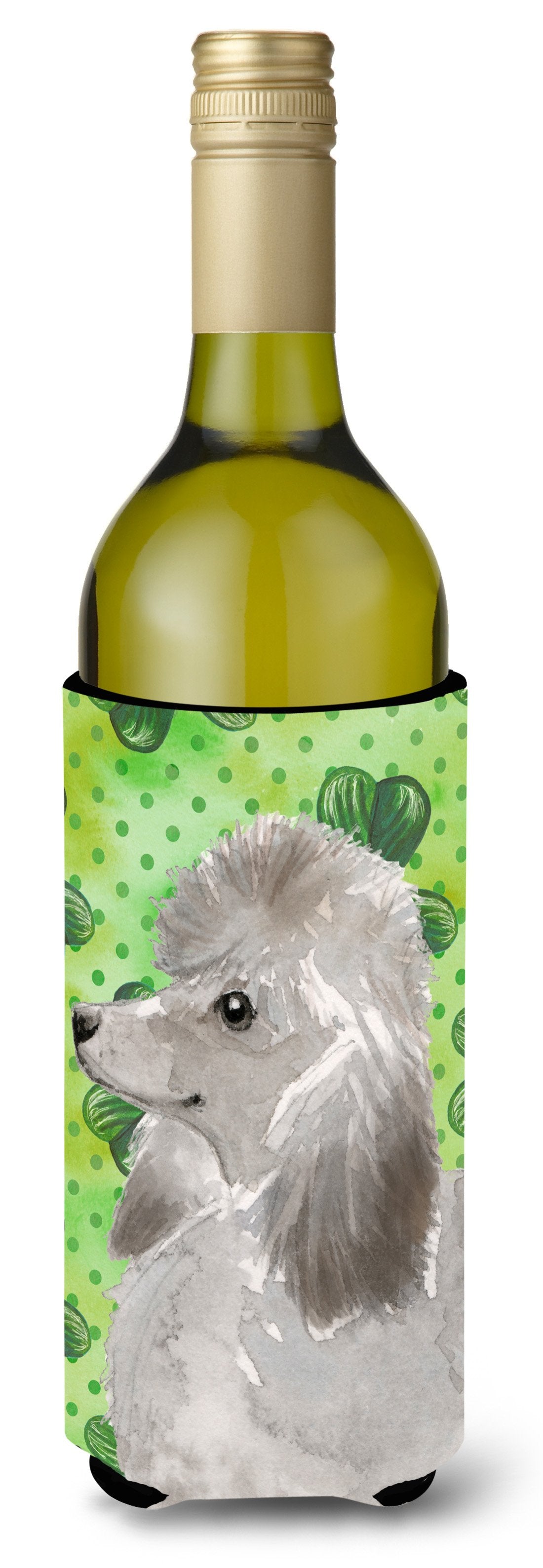 Grey Standard Poodle St. Patrick&#39;s Wine Bottle Beverge Insulator Hugger by Caroline&#39;s Treasures
