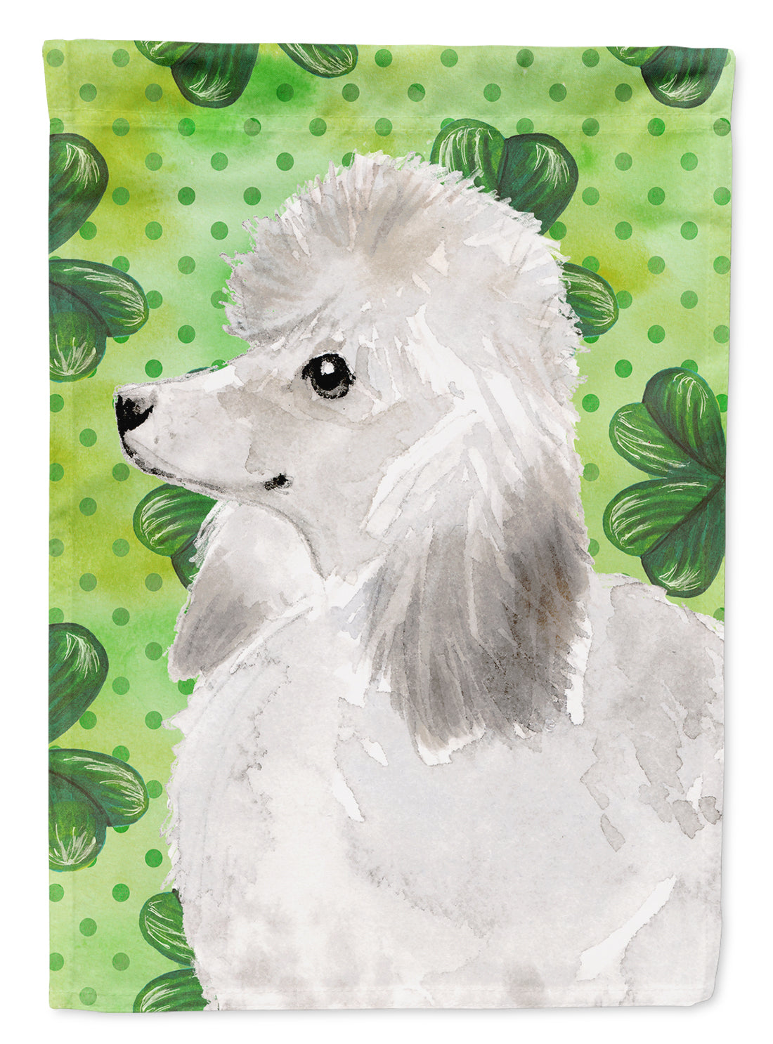 White Standard Poodle St. Patrick&#39;s Flag Canvas House Size BB9561CHF