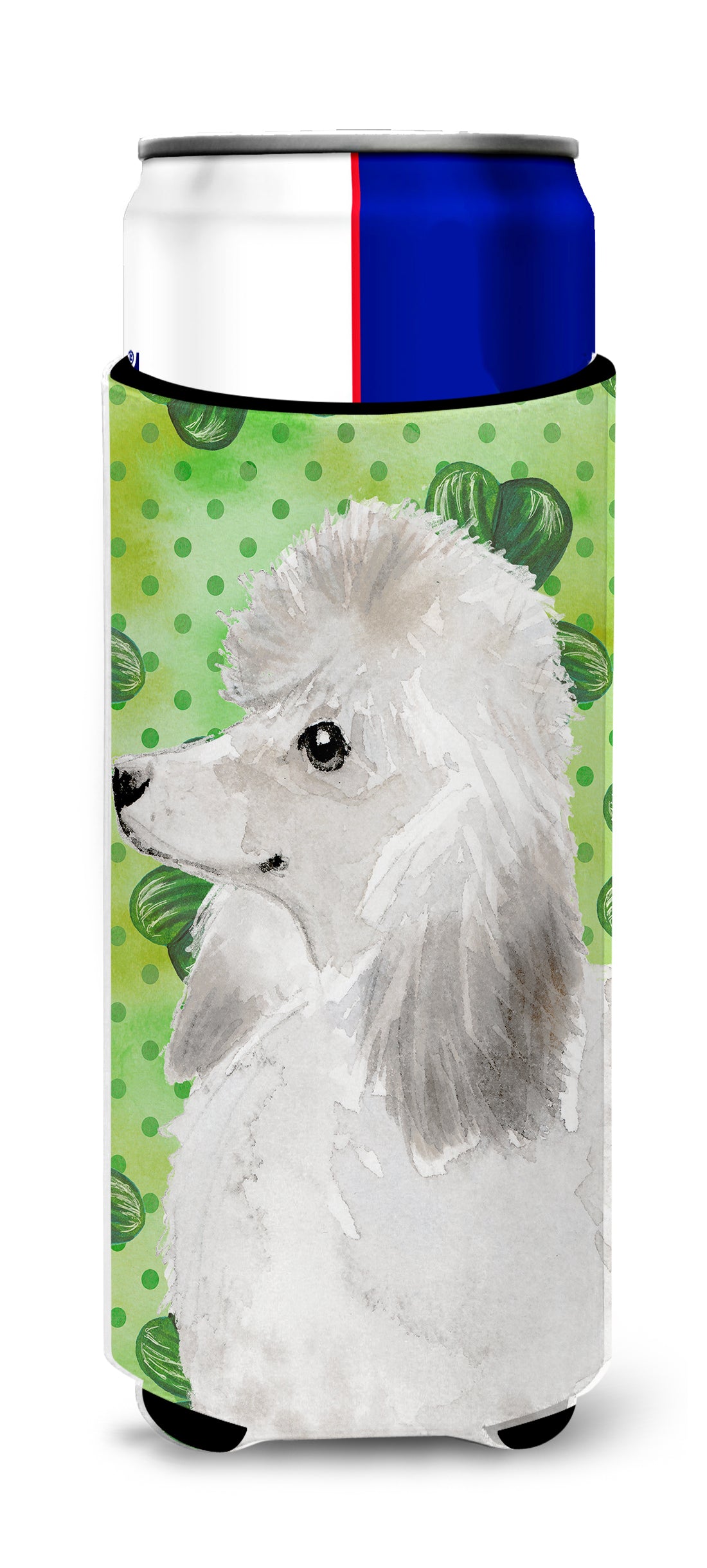 White Standard Poodle St. Patrick&#39;s  Ultra Hugger for slim cans BB9561MUK  the-store.com.