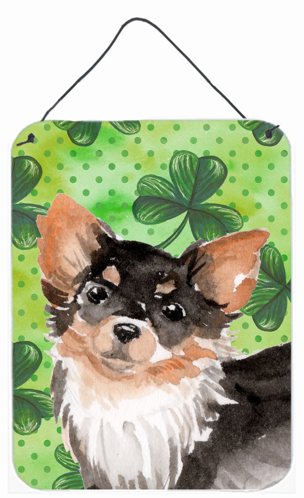 Long Haired Chihuahua St. Patrick's Wall or Door Hanging Prints BB9564DS1216 by Caroline's Treasures
