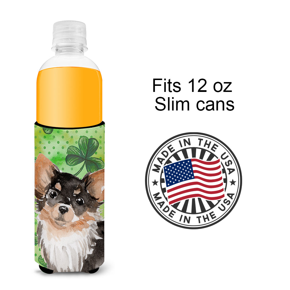 Long Haired Chihuahua St. Patrick's  Ultra Hugger for slim cans BB9564MUK  the-store.com.