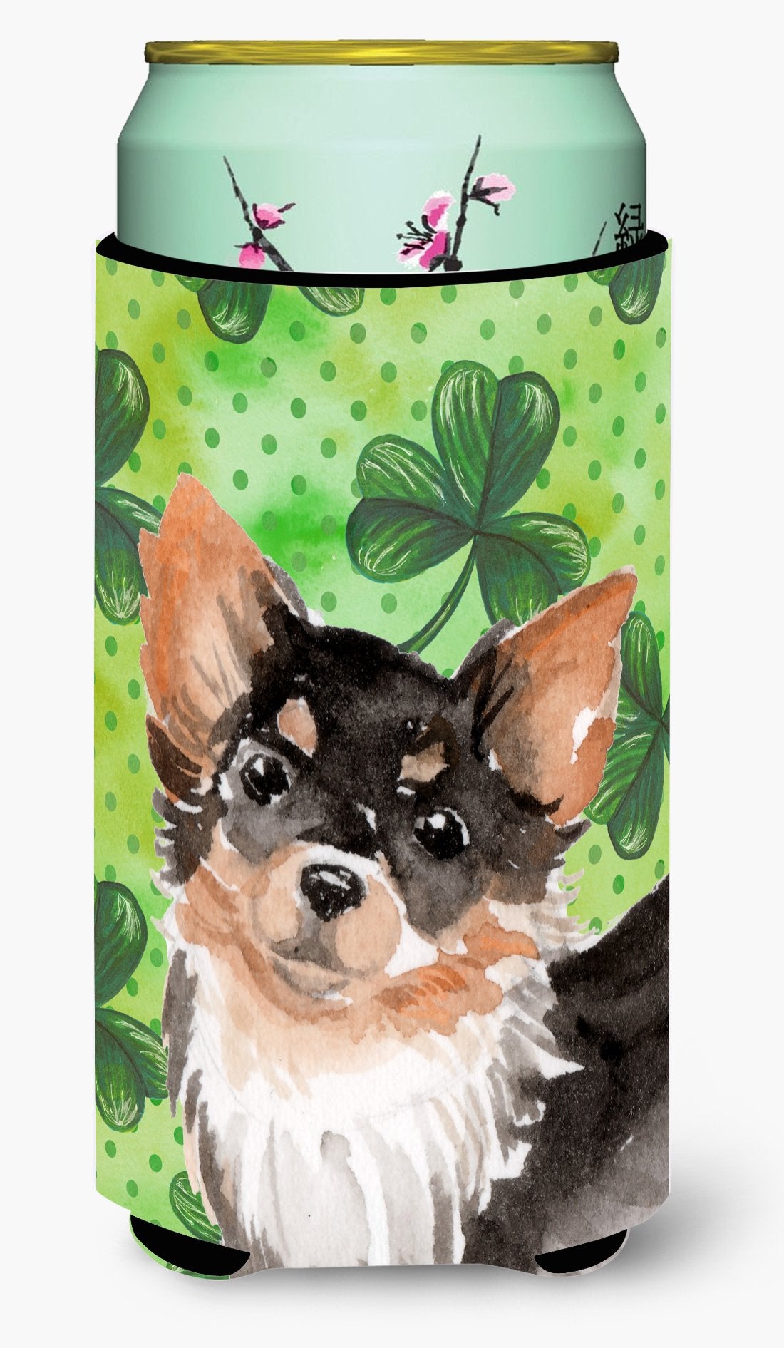 Long Haired Chihuahua St. Patrick&#39;s Tall Boy Beverage Insulator Hugger BB9564TBC by Caroline&#39;s Treasures