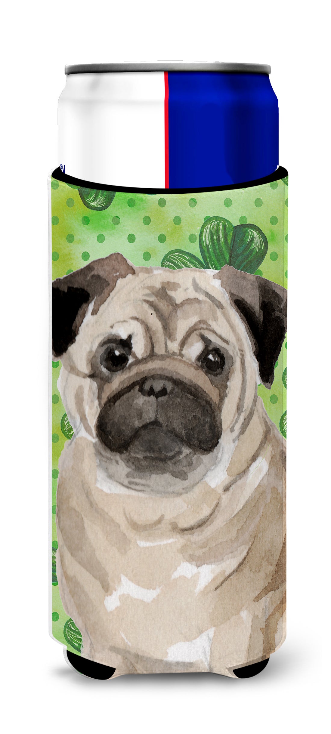 Fawn Pug St. Patrick&#39;s  Ultra Hugger for slim cans BB9566MUK