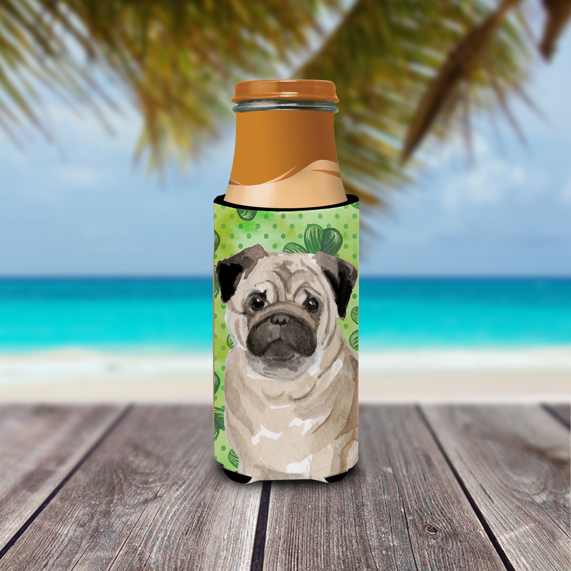 Fawn Pug St. Patrick's  Ultra Hugger for slim cans BB9566MUK
