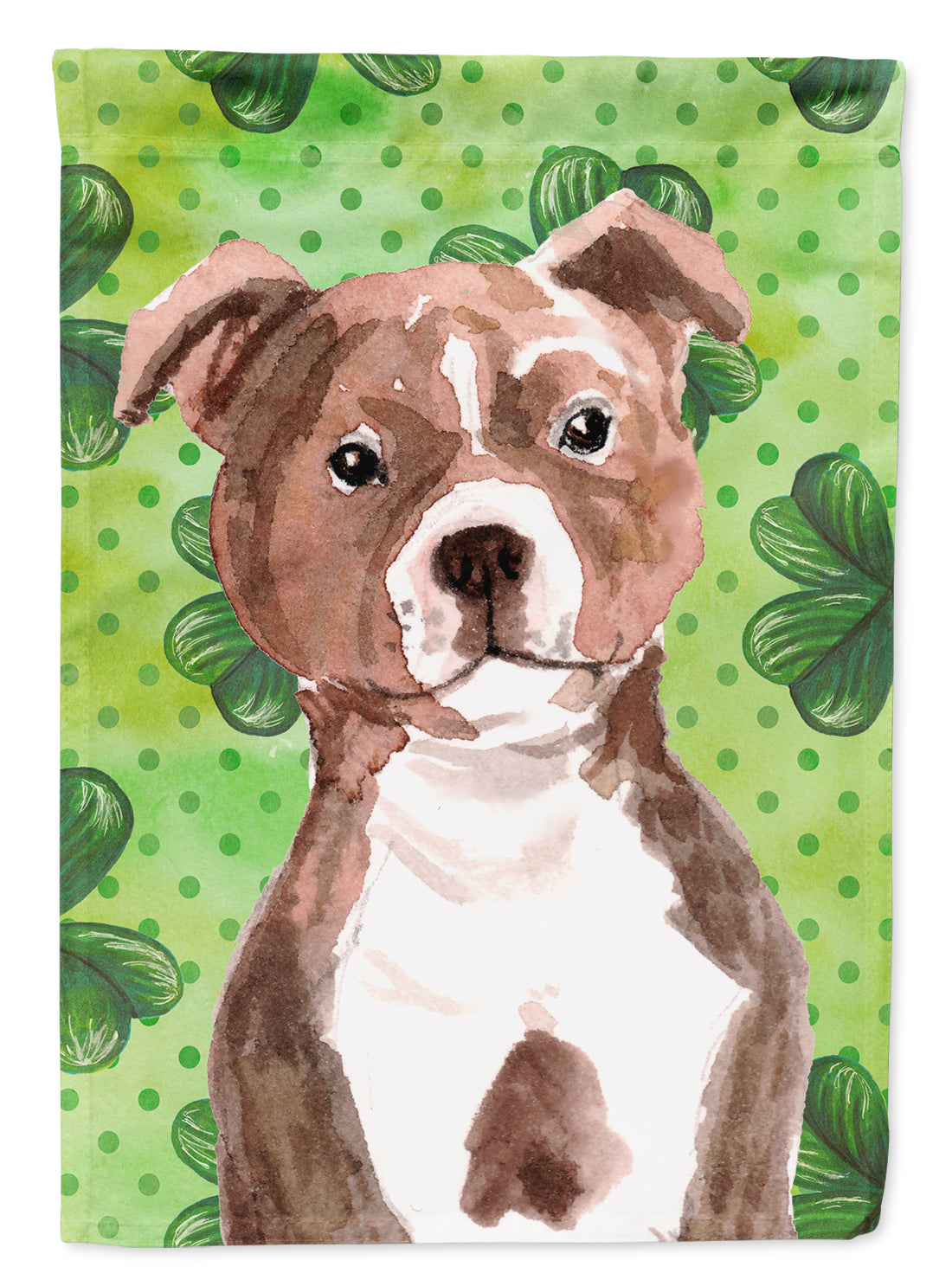 Red Staffie Bull Terrier St. Patrick&#39;s Flag Garden Size BB9567GF