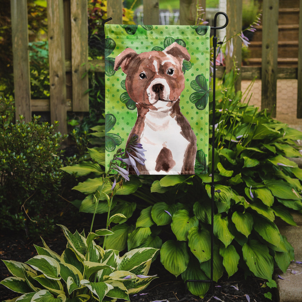 Red Staffie Bull Terrier St. Patrick's Flag Garden Size BB9567GF  the-store.com.