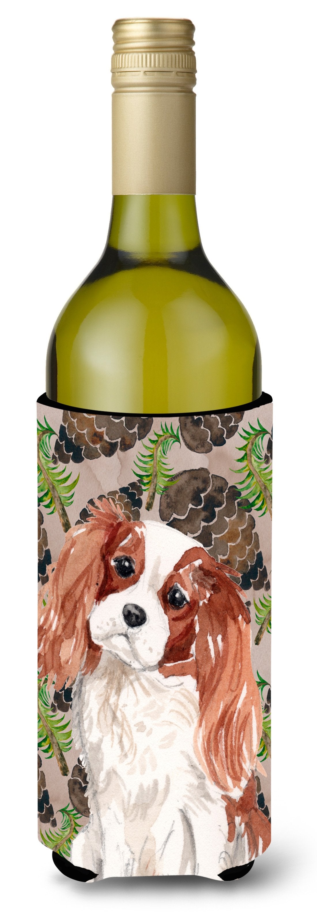 Blenheim Cavalier Spaniel Pine Cones Wine Bottle Beverge Insulator Hugger BB9568LITERK by Caroline&#39;s Treasures
